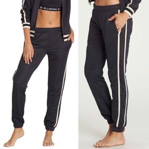 Billabong Current Mood Side Stripe Track Pants Joggers Athleisure Surfer Black L